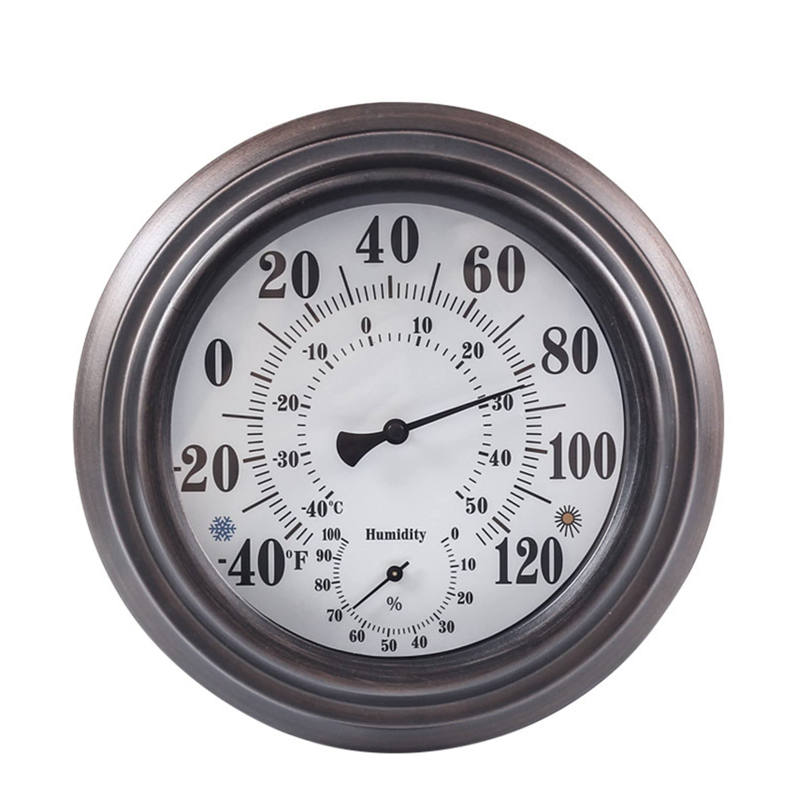 2-in-1-Temperatur und Luftfeuchtigkeitsmesser, keine Batterie erforderlich, Hygrometer, rund, 7, Zoll, für Zuhause, Zimmer, Gefrierschrank, Gewächshaus, klassisches Thermometer für Raumtemperatur