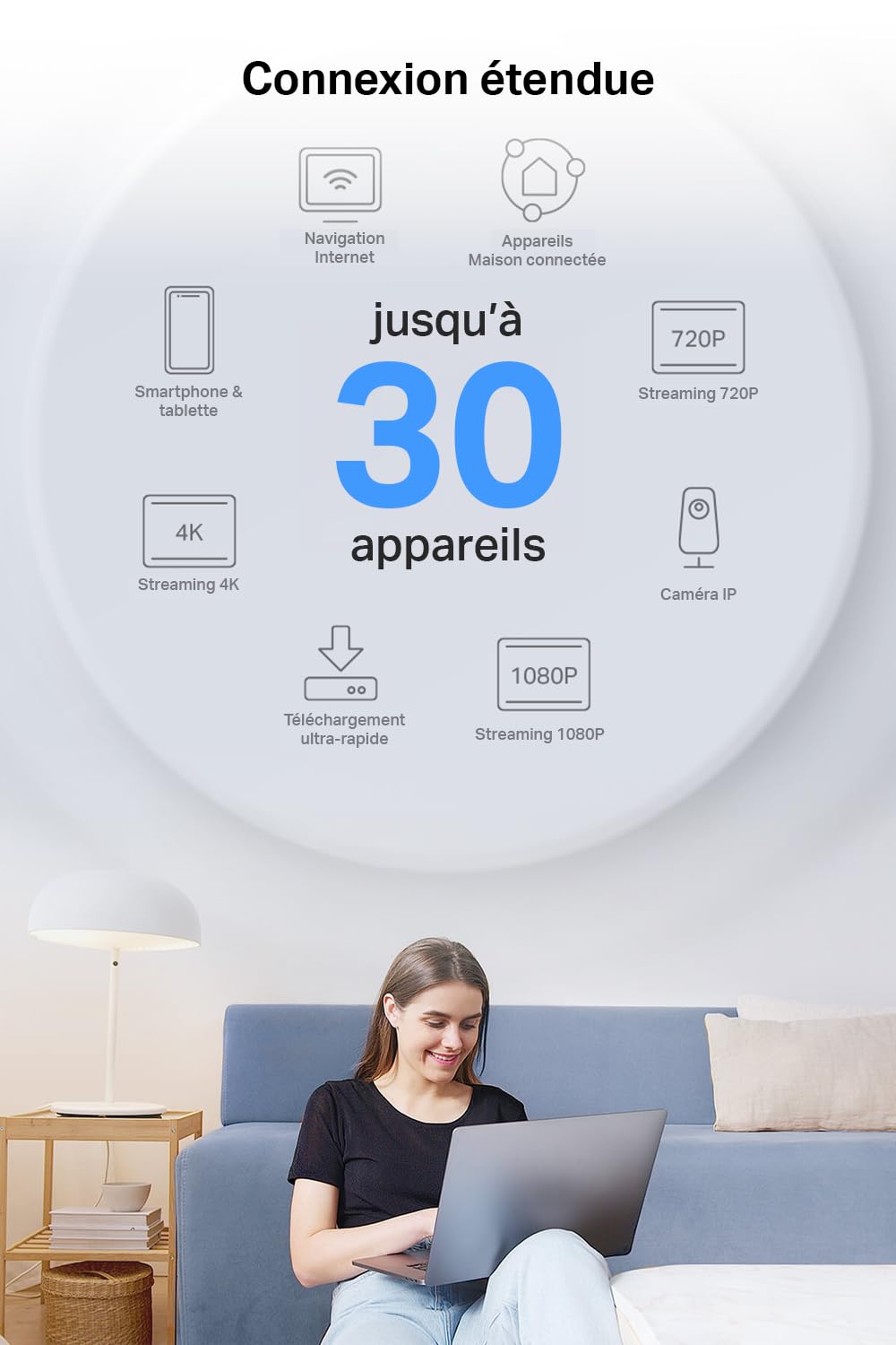 TP-Link Répéteur WiFi 6 Mesh (RE600X), Amplificateur WiFi AX1800 Couvre jusqu'à 100 m², WiFi Extender, WiFi Booster, 1 Port Ethernet Gigabit, Compatible avec Toutes Les Box Internet - Noir | Compatible toutes box, Port Gigabit pour connecter TV ou PC, Idé