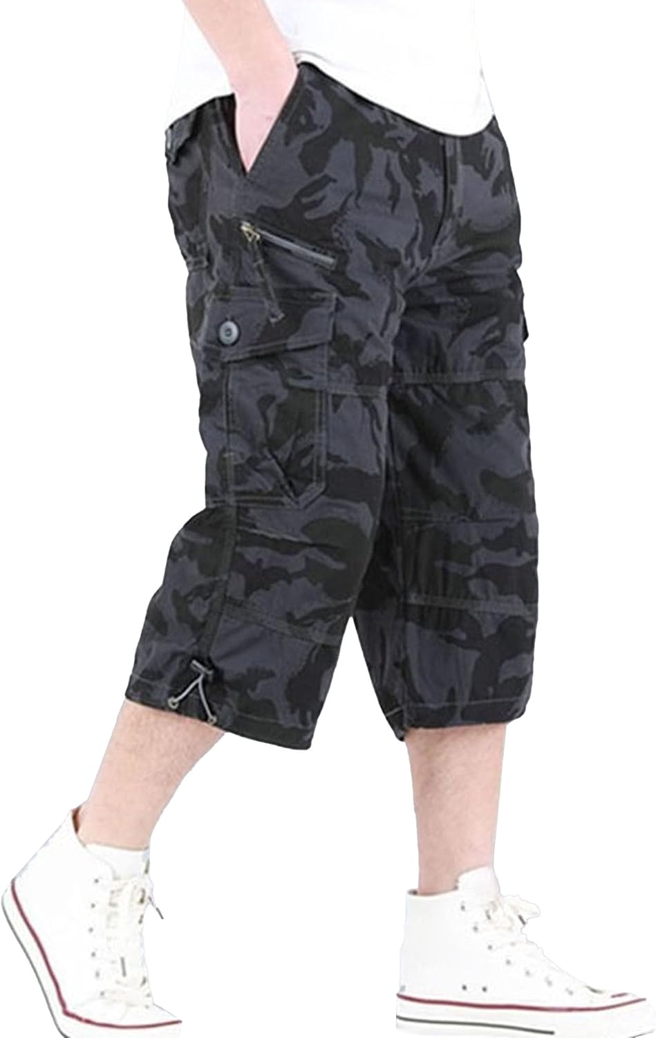 Maiyifu-GJ Men's Cotton Casual Cargo Shorts Multi-Pockets Below Knee Hiking Shorts Summer Lightweight Athletic Short Pants
