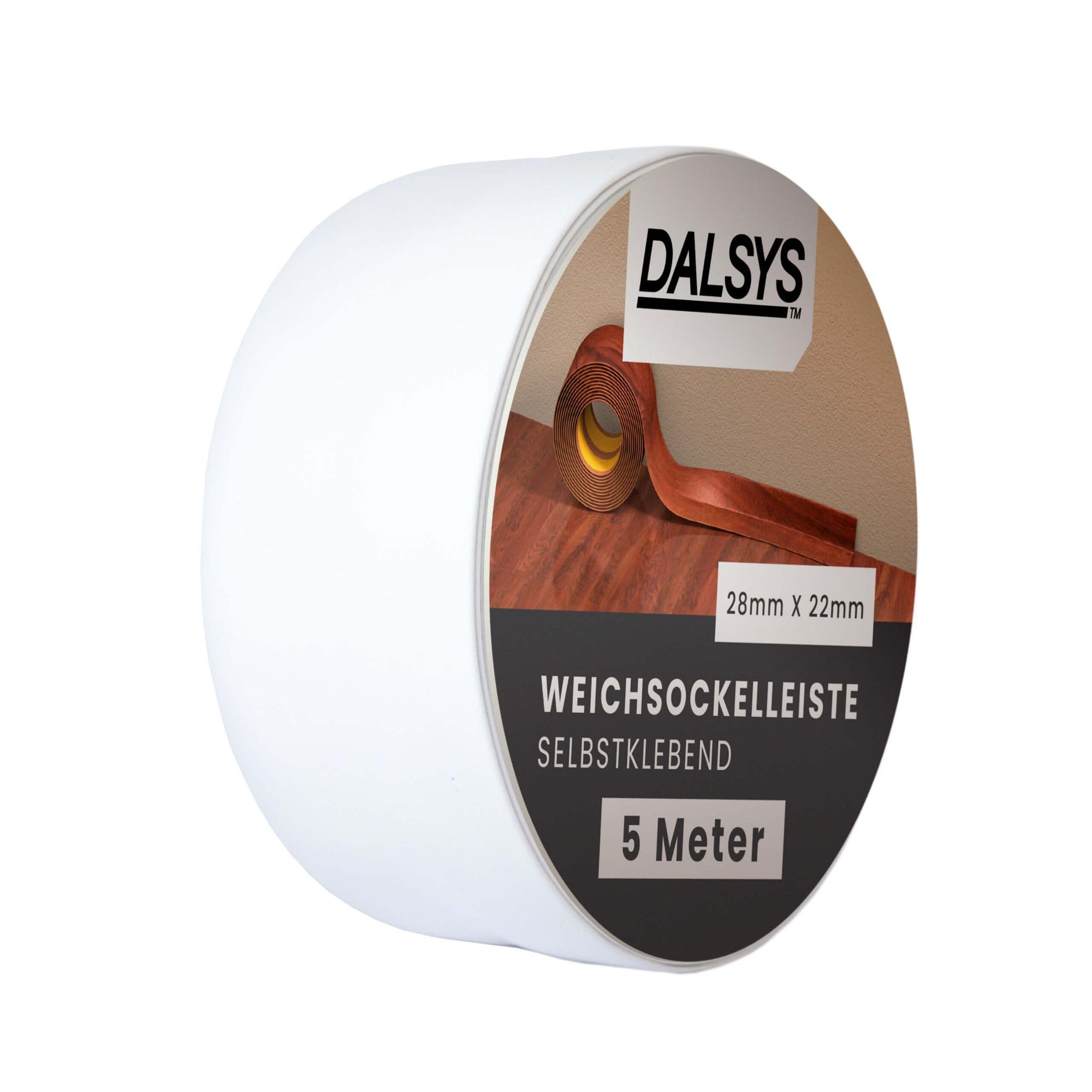 Dalsys Weichsockelleiste selbstklebend – Weiß, 5 m, PVC