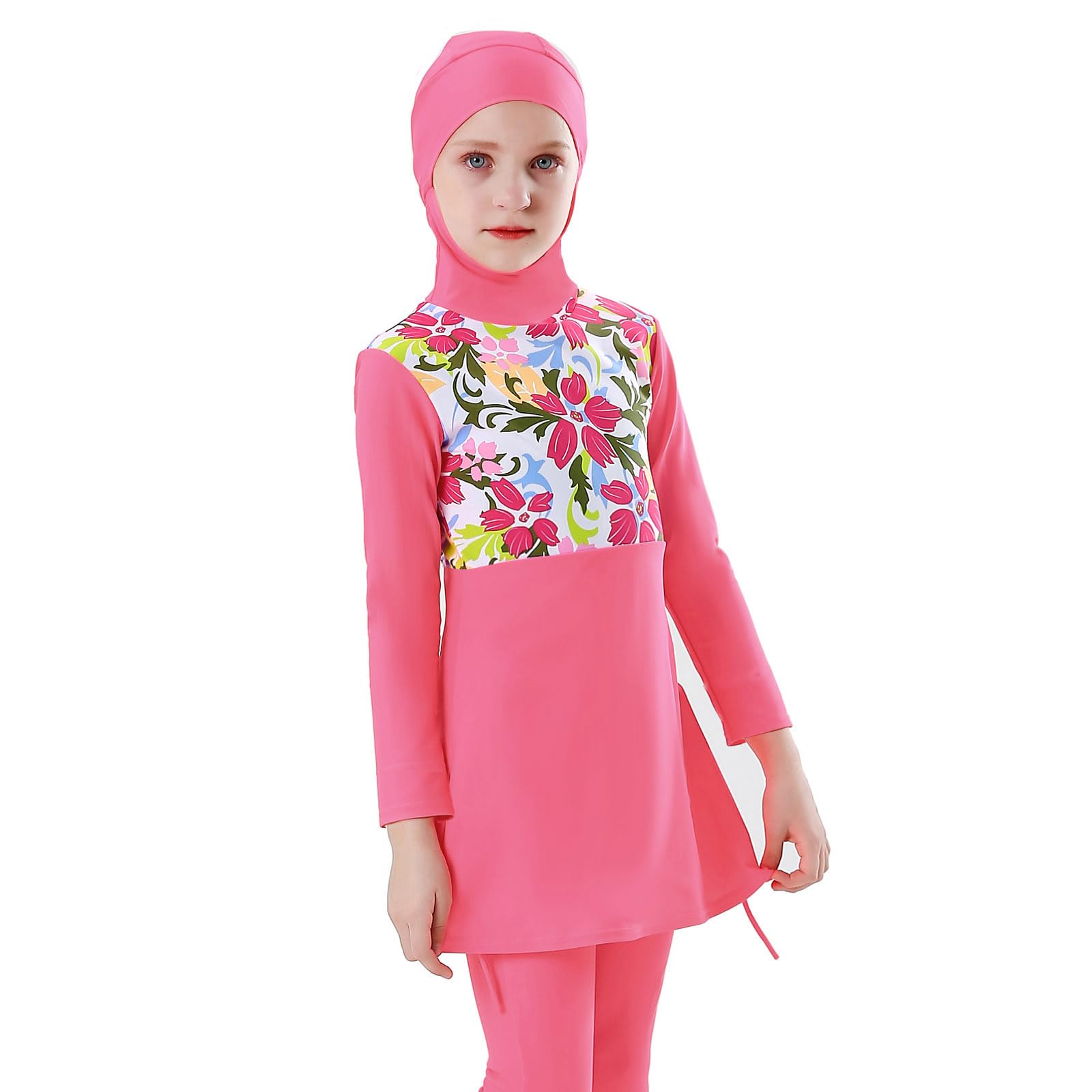 IBAKOM Kinder Kleinkind Mädchen Modest Bademode 2 Stück Burkini Langarm/Kurzarm Rash Guard Badeanzug Top Hose Strandkleidung Surfen Muslimisch Islamischer Badeanzüge