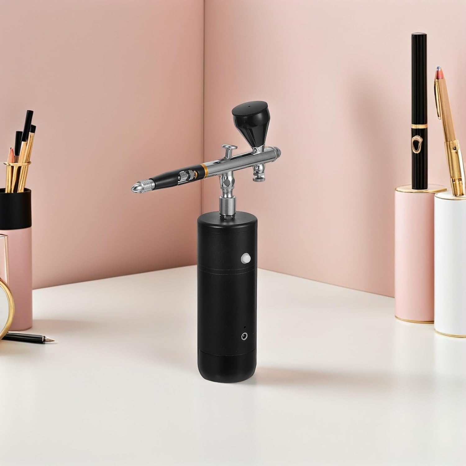 Mikikit Airbrush Kit with Compressor 32psi Handheld USB Rechargeable Air Brush Paint Set with 0.3mm Nozzle for Nail Art Cake Decorating Makeup and Furniture Repair