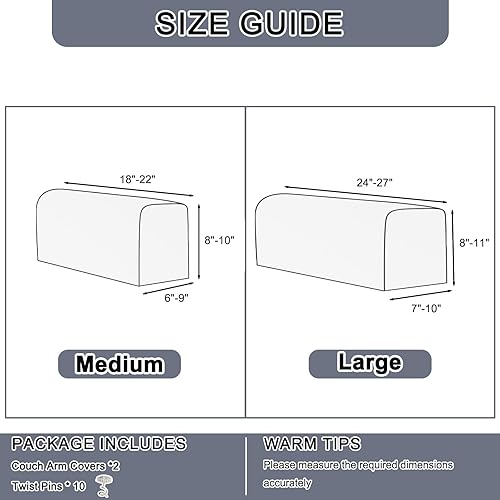 Miniatura 2 de Juego de 2 fundas para reposabrazos de sofá, de poliéster, elásticas, antideslizantes, protectores de muebles, fundas lavables (blanco marfil, M)