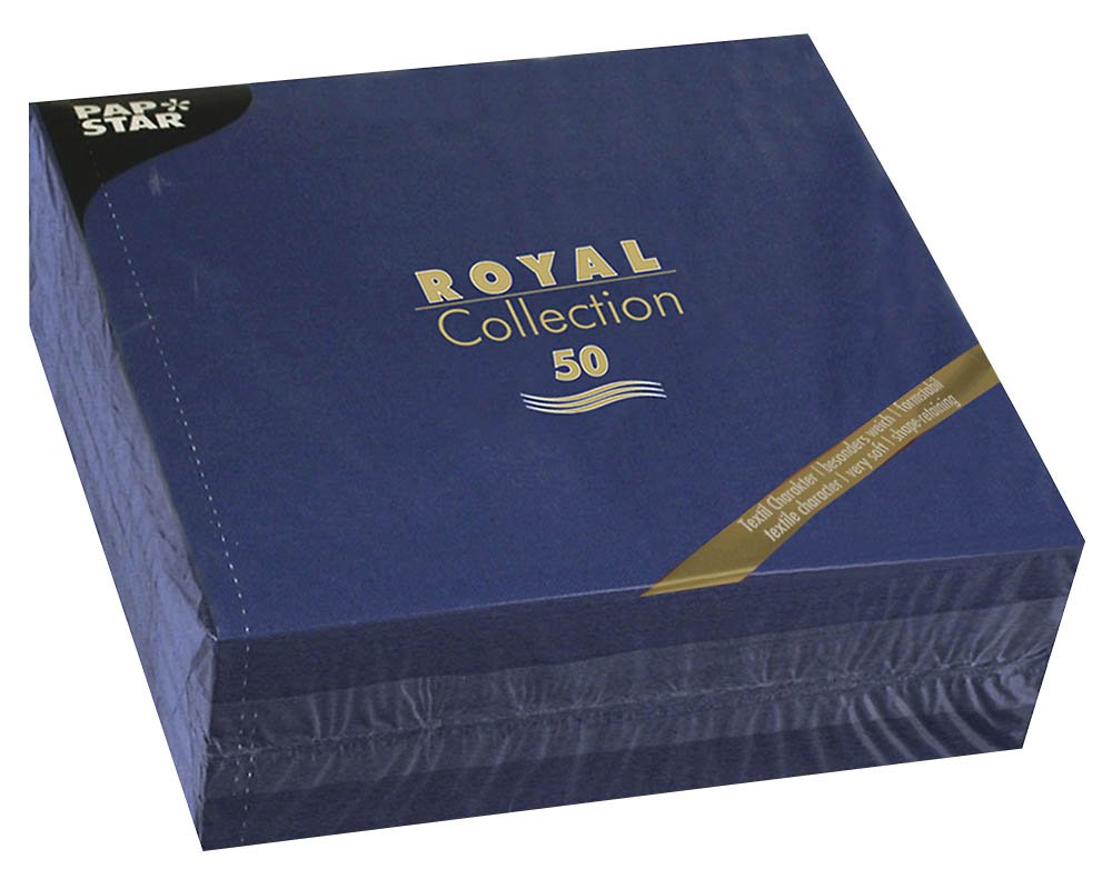 Papstar Royal Collection 11605 Serviettes with 1/4 Fold 40 x 40 cm Dark Blue Pack of 50-image-16