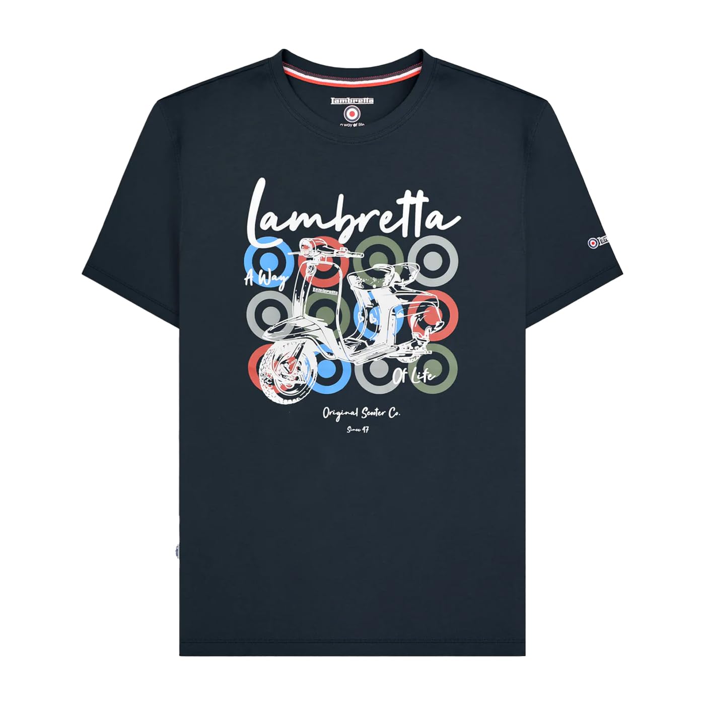Lambretta Men's Navy Scooter Brand Short Sleeve T-Shirt - 4XL