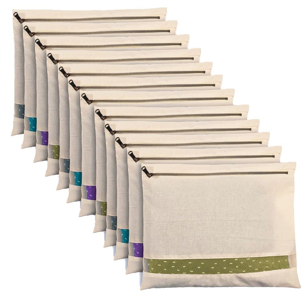 adhyah Reniccaa Cotton Saree Bags/Covers for Storage set of 12 with big size with Zip Closure for Clothes Bags and Wardrobe Organizer with Transparent mesh window.