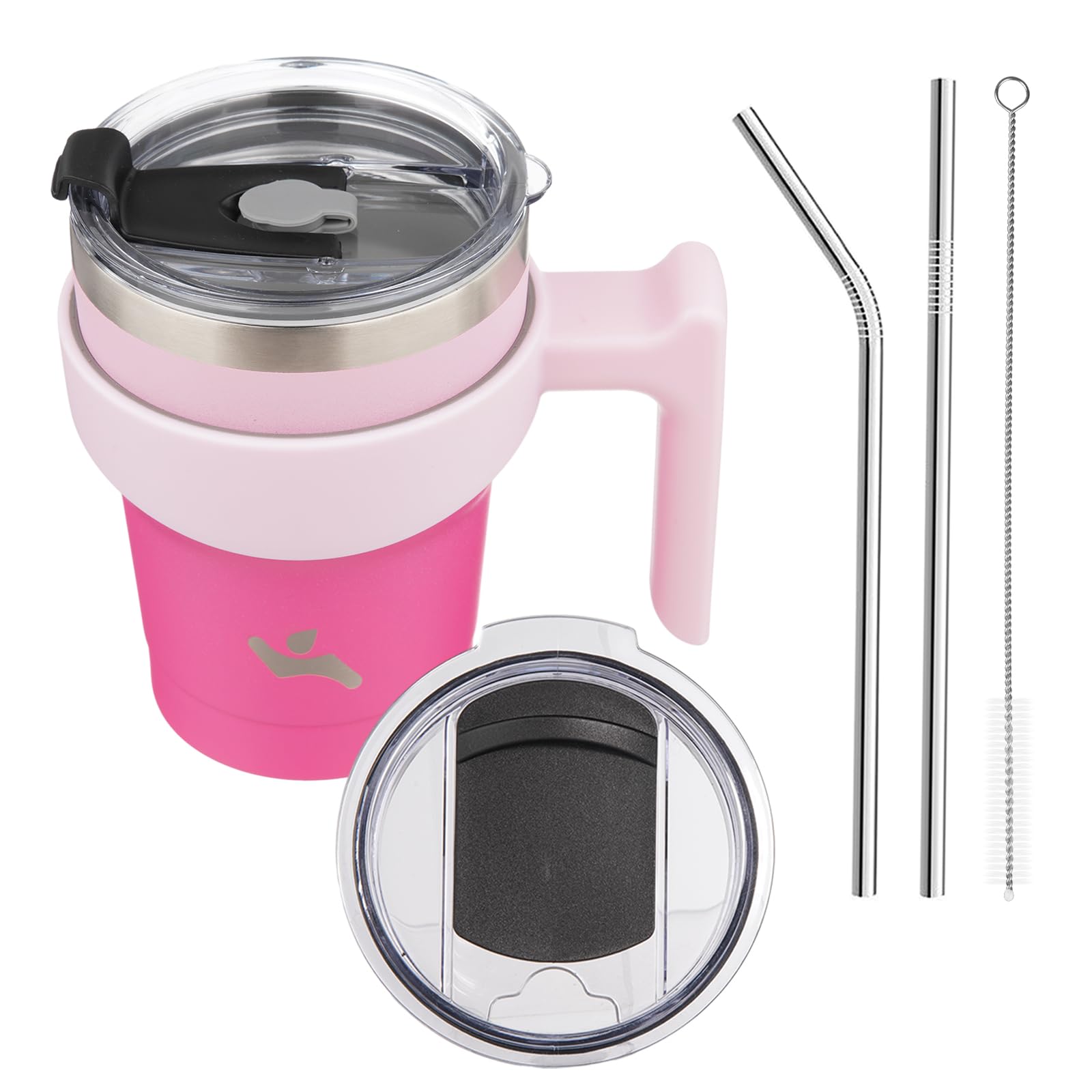 Konokyo 10 oz Tumbler with Handle and Straw, Insulated Travel Mug