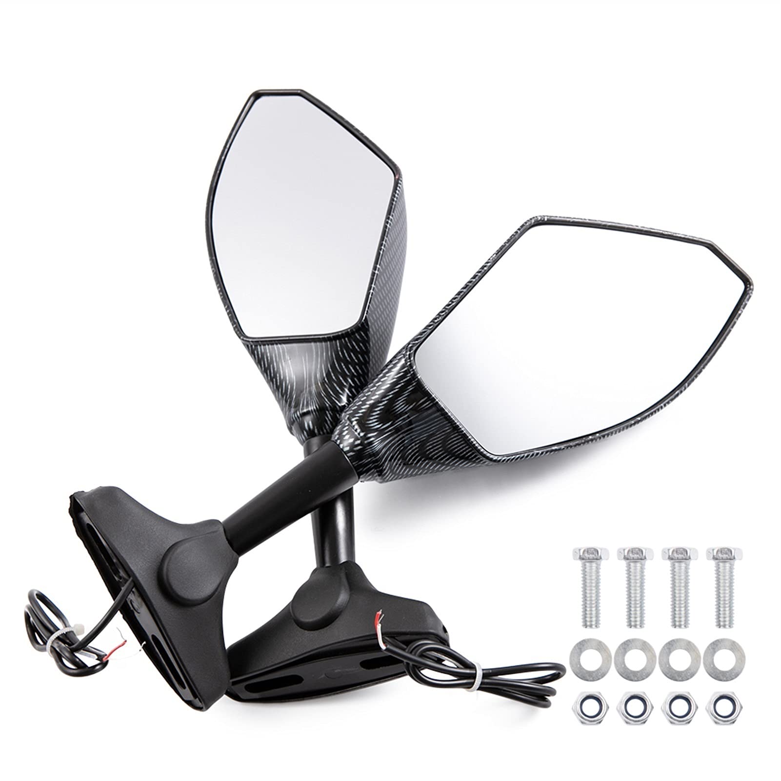Rétroviseurs latéraux avec Clignotants intégrés en Fibre de Carbone pour Motos Yamaha YZF R1 R6 FZ1 FZ6 600R R3