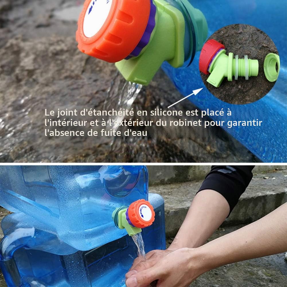 Starnearby Bidon à eau 5-22 l avec robinet Réservoir d'eau portable potable Sans BPA Camping extérieur