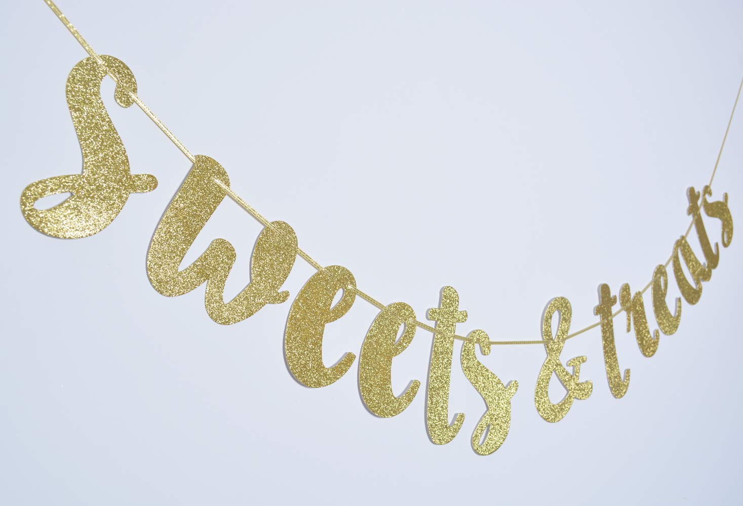 "Lucky In Love" Gold Glitter Banner - Pre-Assembled Wedding Bridal Shower Garland (Approx. 3.9 Ft) - View #4