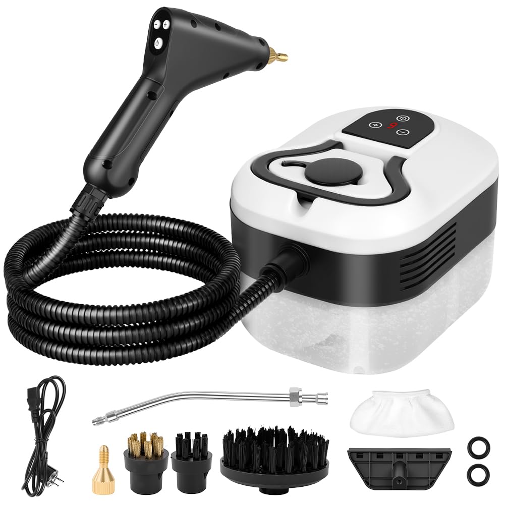 Vicloon Limpiador a Vapor, Vaporeta Limpieza de Mano 2500W con 6 Velocidades 4 Cabezales de Cepillo, 3.5 Bar, Tanque de Agua de 1200 ML, para Limpiar Cocina, B año, Muebles, Coche