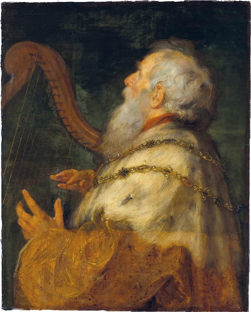 ArtDirect Peter Paul Rubens 15x18 Gold Ornate Frame and Double Matted Museum Art Print Titled - King David Playing the Harp (ca. 1616)