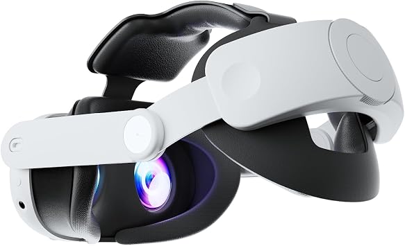 Elite Baş Kayışı Compatible with 2023 Oculus Quest 3, Tek Tıkla Streç ve Geri Çekme Tasarımı, Beyaz