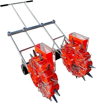 Hand Push Double Row Seeder, Two-Row Seeding Machine Garden Push Seeder Planter with 8 Seed Plates,Manual Seeder Handheld Roller Seeding Machine Precision Garden Seed Planter Spreader,12 Holes