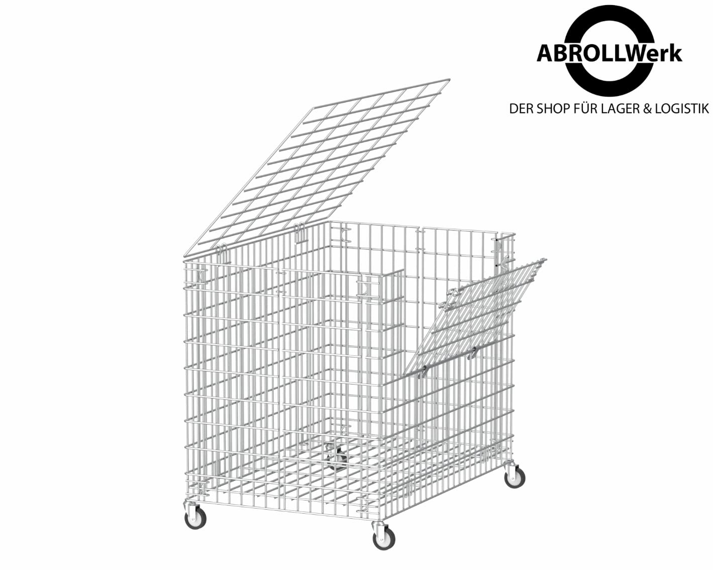 Gitterwagen abschließbar – 150 kg Tragkraft – Mobiler Ballwagen mit 2 Ladeklappen – Gitterbox für Sportgeräte & Bälle – Lagerwagen 585x950x870mm mit 4 Lenkrollen – Robuster Rollwagen