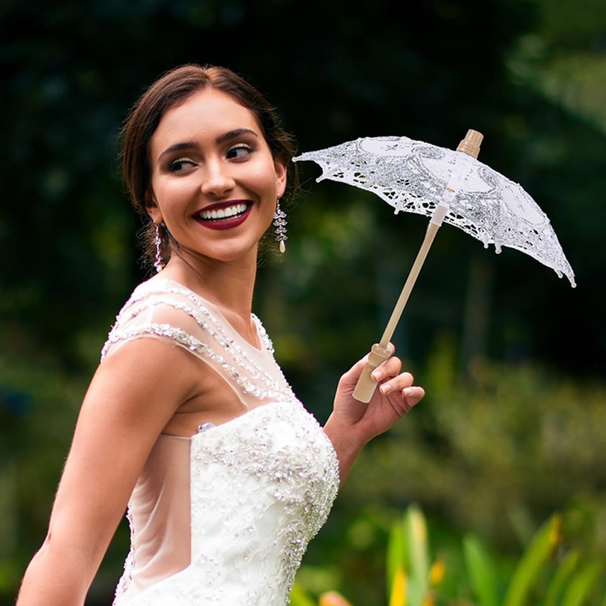 TOYANDONA 6 STK Braut Regenschirm dekorativer Regenschirm für Hochzeit Hochzeitsdekoration Spitzenschirm für Hochzeitsfeier Mädchen Hochzeitsschirm Viktoria Requisiten Reisen