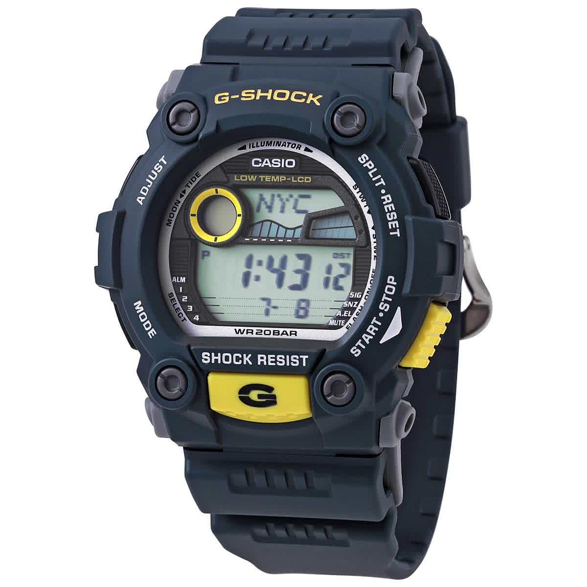 CASIO G-SHOCK G-7900-2D ネイビー/イエロー G7900-2D G-Shock Fishing Tide Graph Watch - Rugged