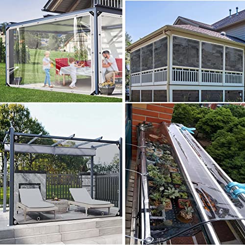 Bâche imperméable en PVC transparent de 2x4m avec œillets pour balcon