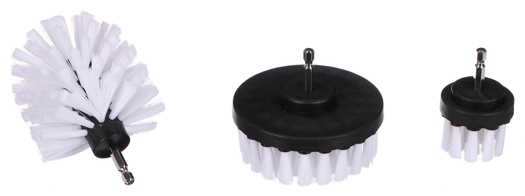 SIXTOL CAR DETAILING DRILL BRUSH 3 SOFT | 3-Piece Drill Brush Set | White Soft Brushes | Wheel, Undercarriage, Engine, Household Surfaces