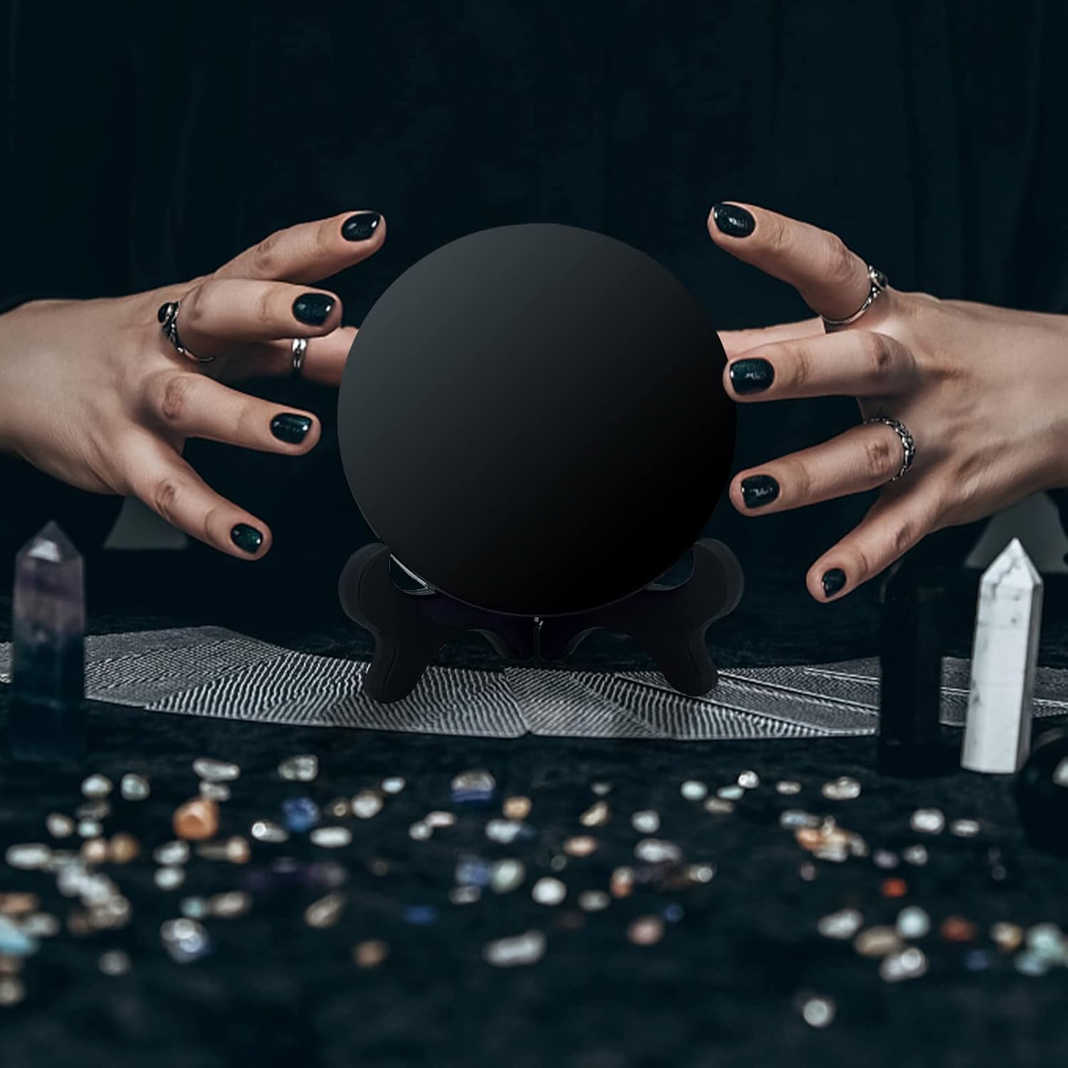 Schwarzer Obsidian-Spiegel Mit Ständer – Für Meditation, Tarot & Spirituelle Praktiken, 25 Cm Durchmesser