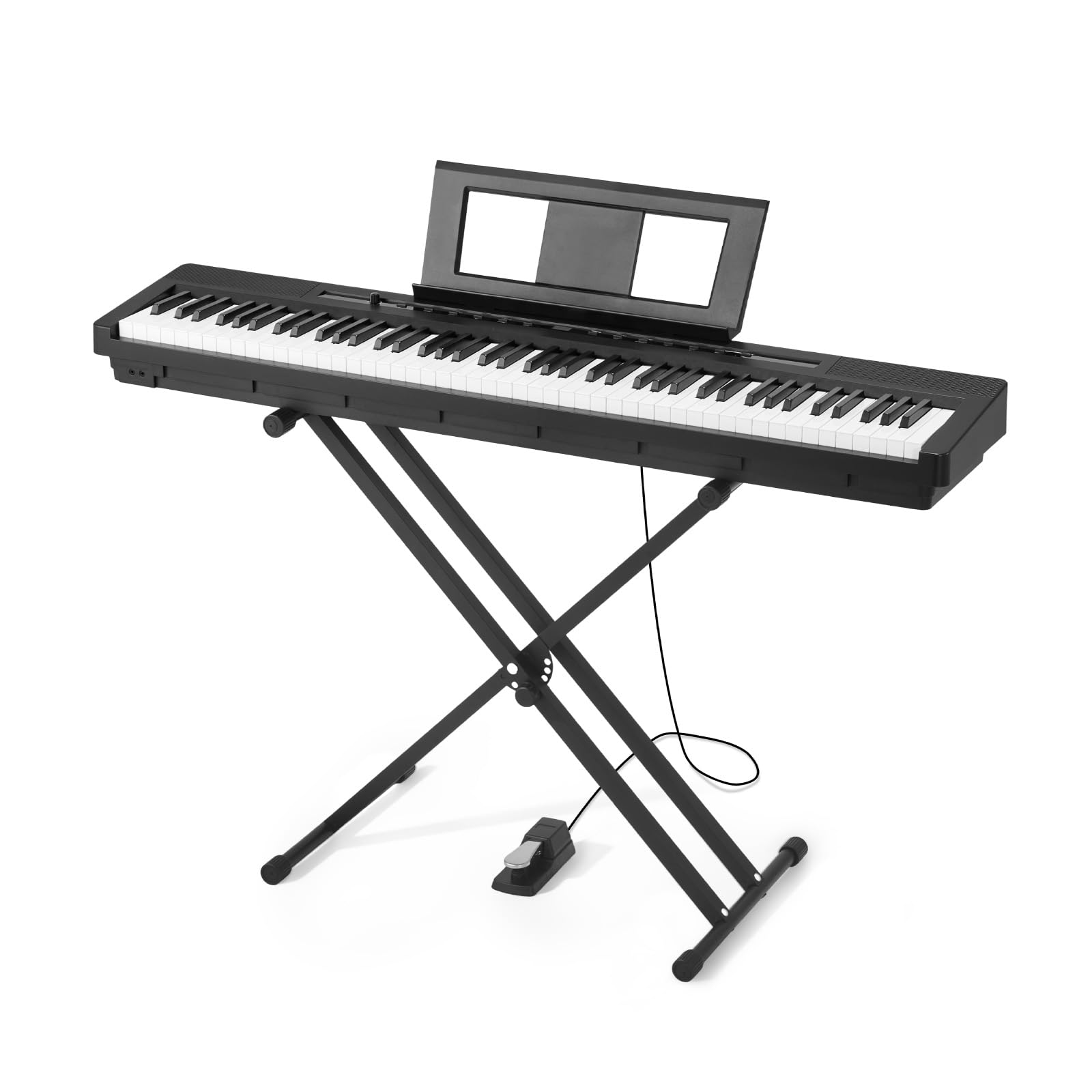 VEVOR Pianoforte Digitale a 88 Tasti, Tastiera Pianoforte con Altoparlanti, con Supporto a X, Pedale Sustain, Funzione di Registrazione, 280 Toni, Connessione Wireless, per Principianti, Nero