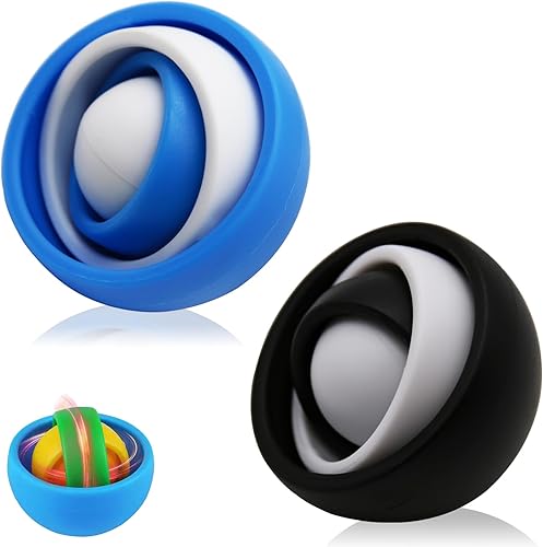 Paquete de 2 juguetes para manipular con giroscopio, pelota giratoria multicapa infinita, juguete de giroscopio 3D, bola de descompresión educativa,