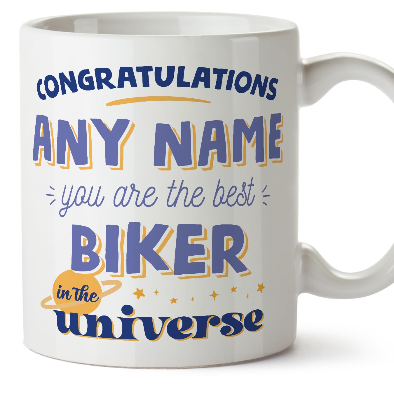 MUGFFINS Personalised Mug for Biker Woman - in English - Best in The Universe - Funny Custom Gift for Colleagues - Ceramic 11oz Mug — image 1