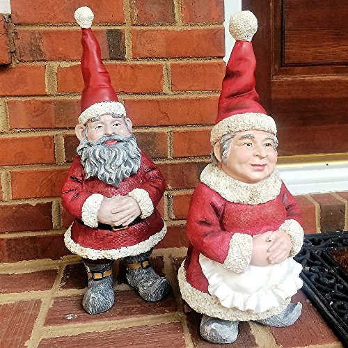 Nowaday Gnomes - Christmas Santa Claus & Mrs. Claus Garden Gnome In Santa Suit And Holiday Cooking Apron Statue #TOP2