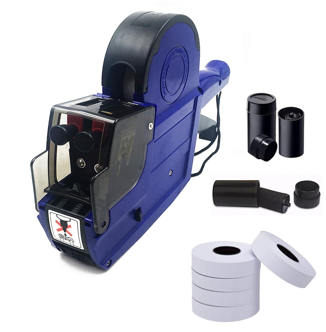 HM-689 2-Line 20 Digits Price Gun with Letters A-Z,Pricing Labeler with 3 Inkers 5 Rolls/2800 Stickers,Tag Label Maker Machine for Office,Retail Shop,Grocery Store Garage Sale