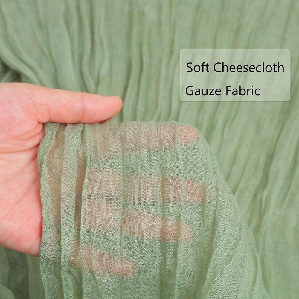 Semi-Sheer Gauze Table Runner Sage Cheesecloth for Vintage Wedding Boho Decor(Pink_90x300cm), Four Seats - Image 4