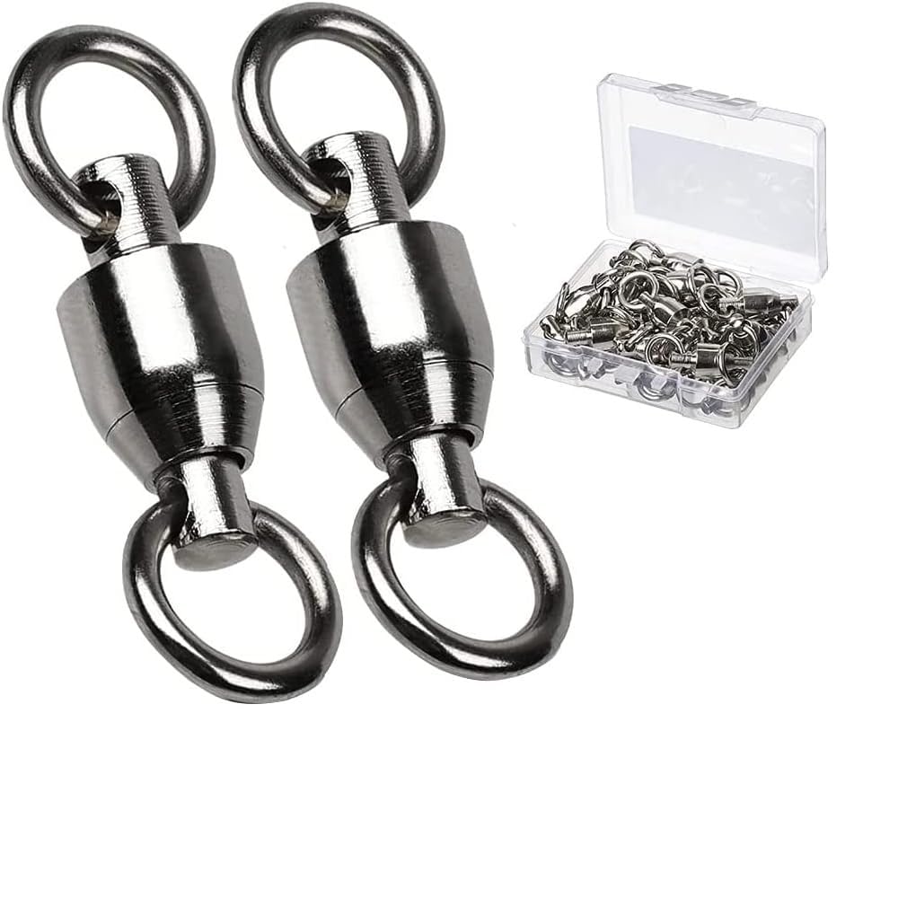 Rolling Swivels Alta Resistencia Rodamiento de Bolas Giratorio Sólido Anillos Negro Pesca