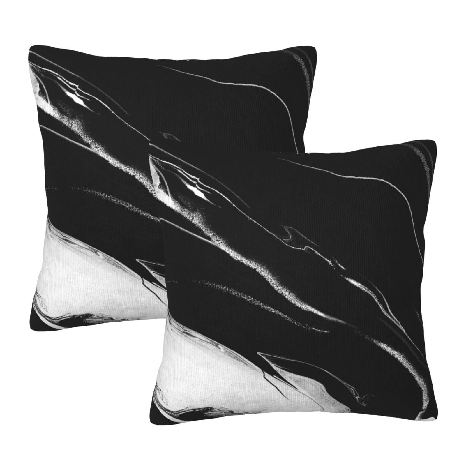HOSTECCO Black and White Cushion Covers 50x50 cm Pack of 2, Soft Velvet Marble Abstract Cushion Cases, Modern Decorative Pillow Covers for Sofa Couch Living Room Bedroom — image 1