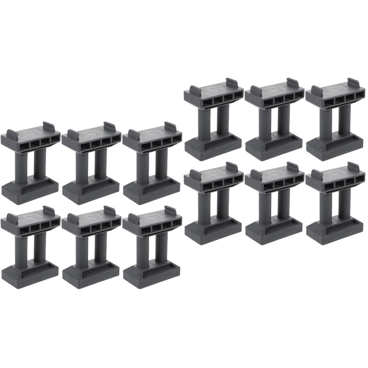 Zerodeko Pretend Train Bridge Pier 12 PCS Wooden Train Track Accessories Train Bridge Pier Track Railway Accessories Multi Level Support Risers High Level Blocks for Wooden Toy Train, Grey