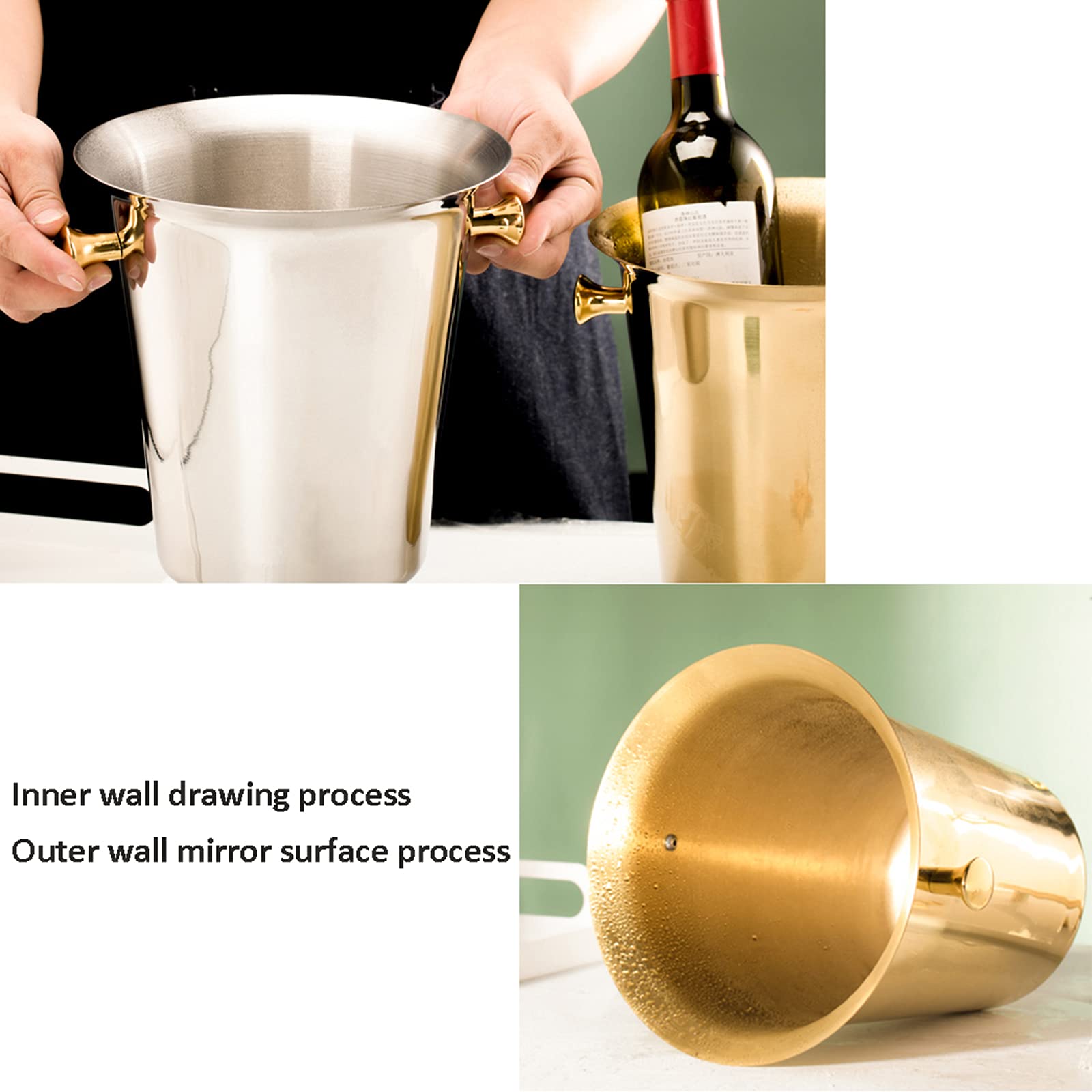 Seau à Glace Champagne 5L Doré Sur Pied – Luxe Et Stabilité Pour Vin, Bière, Boissons – Parfait Mariage & Fêtes
