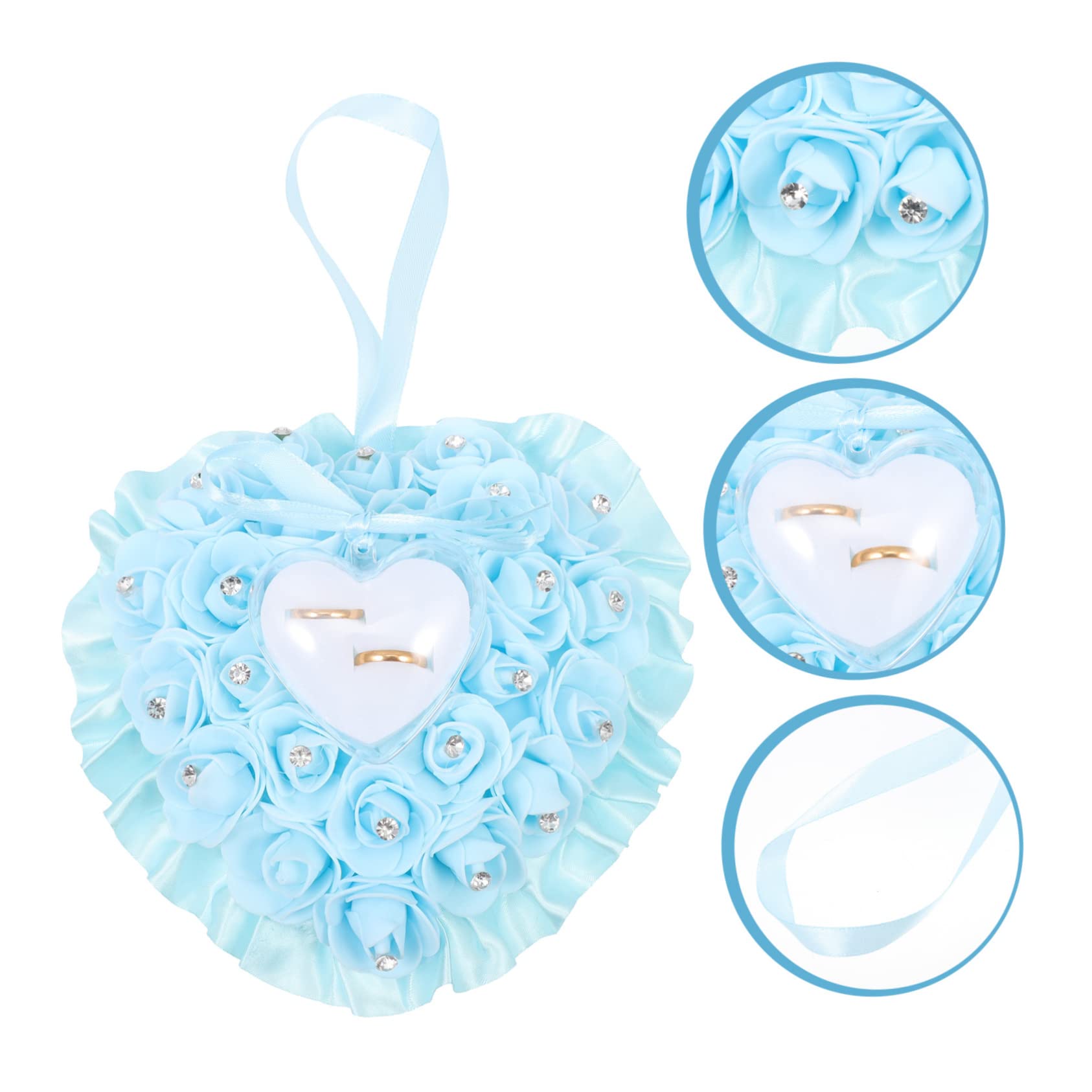 VOSAREA 4pezzi Scatola Per Anelli Con Cuscino Rosa Per Matrimonio Design Elegante e Romantico Accessorio Decorativo Per Cerimonie Nuziali e Decorazioni Di Casa Leggera e Portatile Protegge