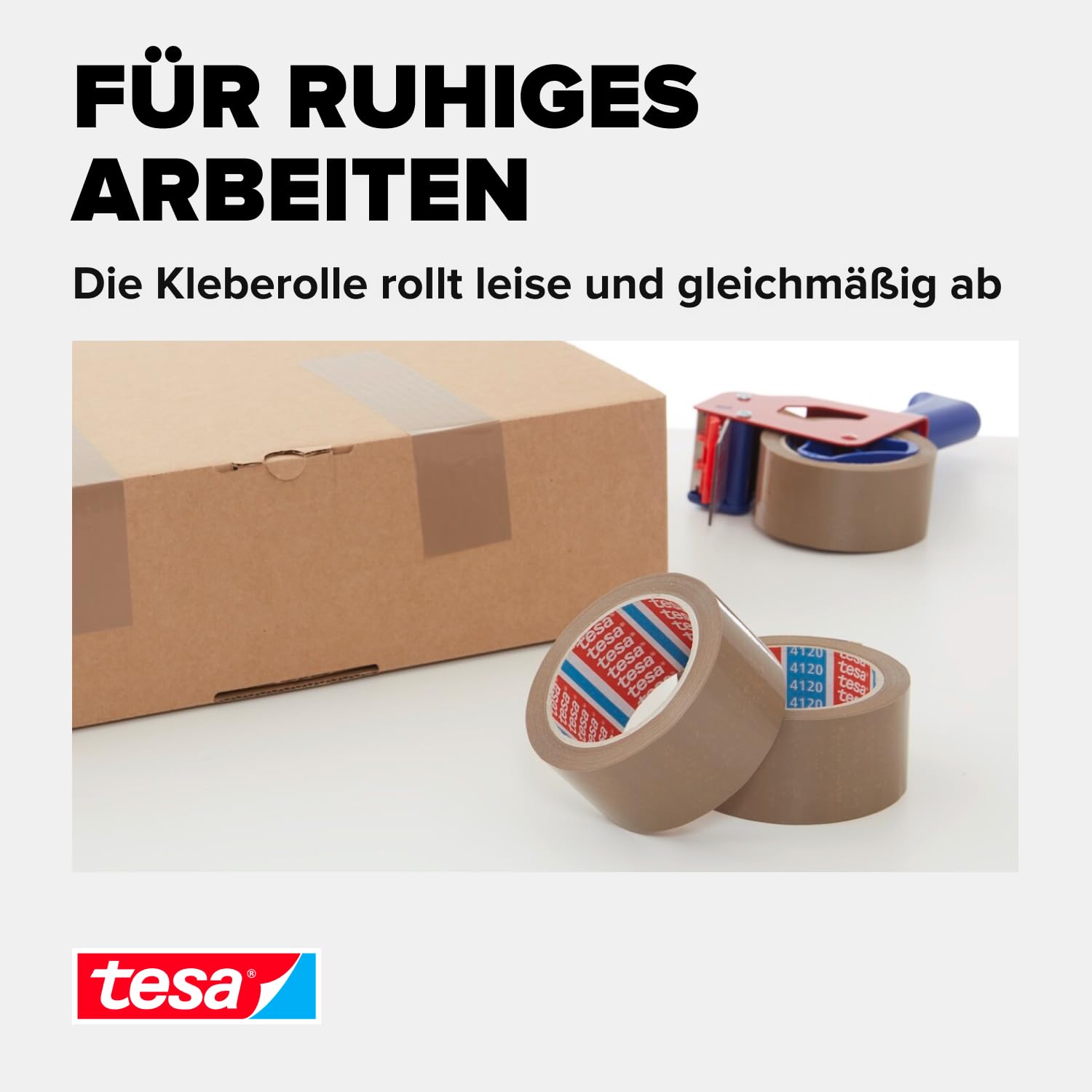 tesa tesapack Extra Strong und Handabroller im Set mit 2 besonders reißfesten PVC-Klebebändern - Braun - 66 m x 50 mm