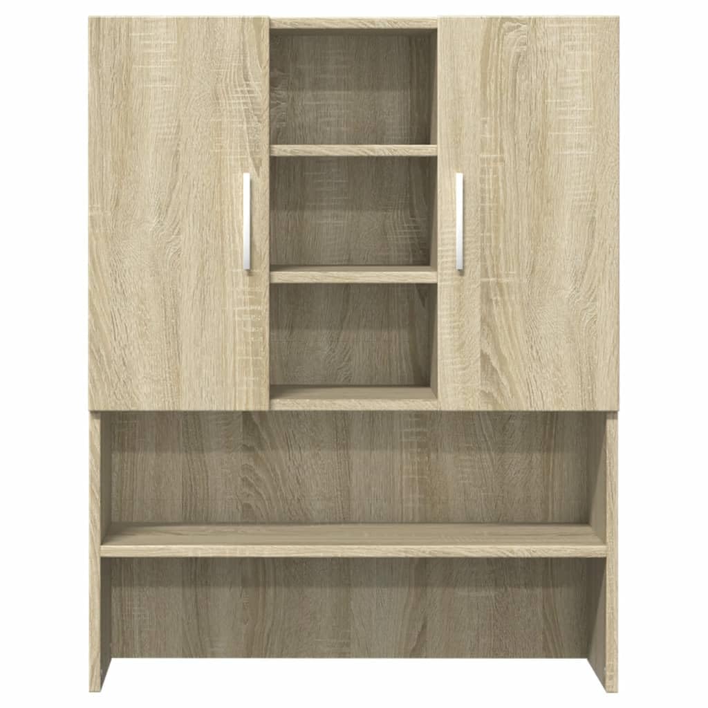 Waschmaschinenschrank 2 Stk. Sonoma Eiche Holzwerkstoff, 70,5 x 71,5 x 181,5 cm, mit Griffen, für Waschmaschine und Trockner Stauraum im Bad oder Waschraum