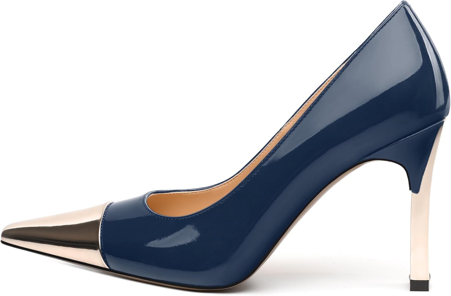 Women's Pumps, Two Toned Patchwork Square Closed Toe High Heels, Fashion Slip On Daily Dressy Shoes for Women