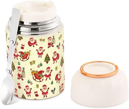 MCHIVER Christmas Santa Tree Sock Food Jar with Spoon Stainless Steel Vacuum Insulated Food Container 17 oz Food Flask for Lunch