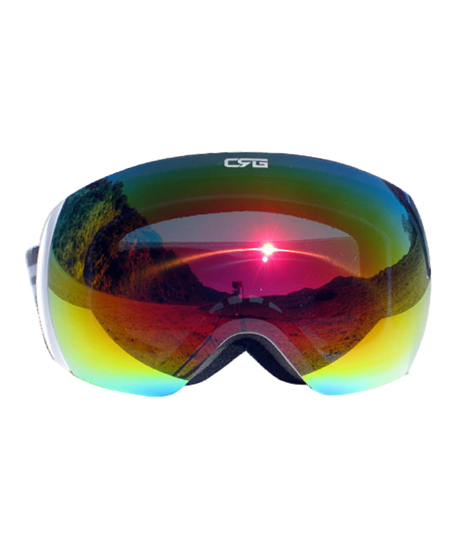 CRG Sports Gogle narciarskie - bezramowe gogle śnieżne dla mężczyzn i kobiet - 100% ochrona przed promieniowaniem UV T815S-159 (REVO Red)