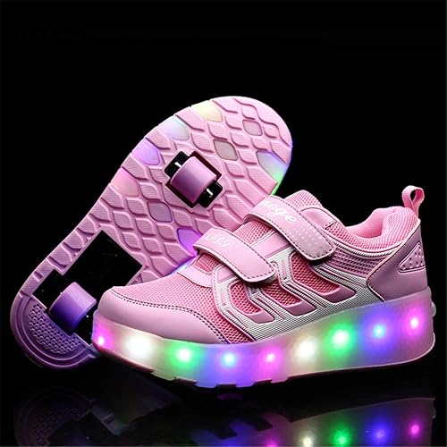 Unisex Kids LED USB Oplaadbare Enkele Dubbele Wielen Trainer