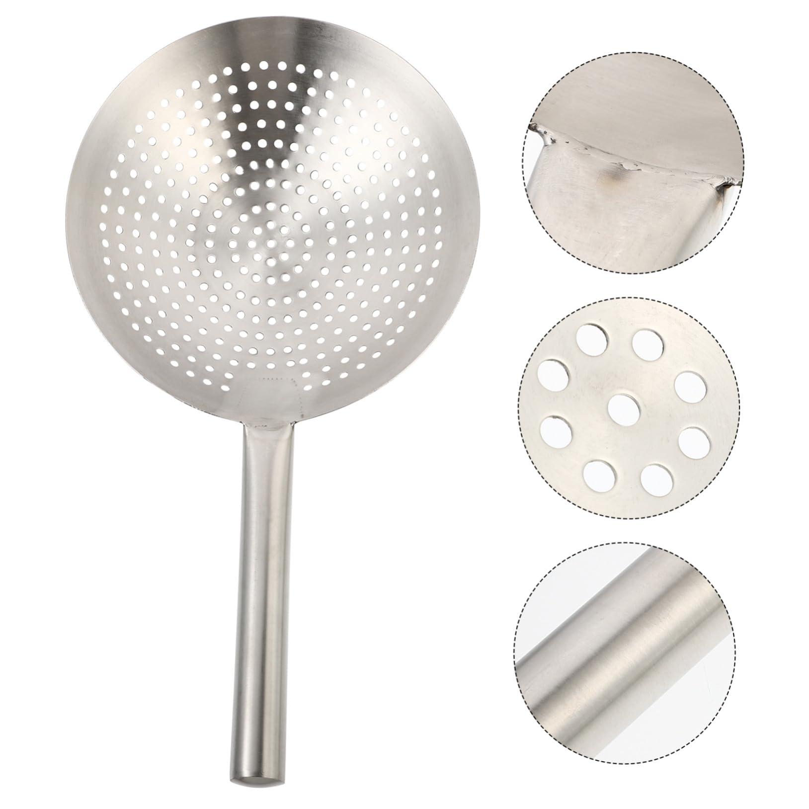 Schöpfkelle aus Edelstahl, Dickwandig, für Wonton und Pommes, Silber