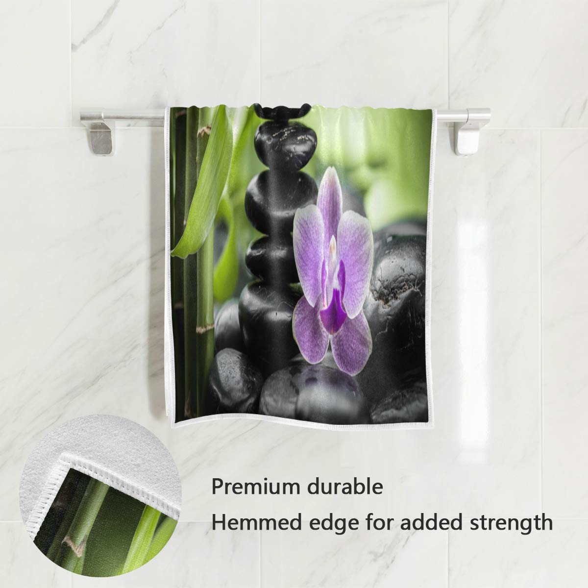 GIGIJY Japonia Zen Kamienie Orchidea i bambus Design Ręcznik Bardzo chłonny Miękki Ręcznik do rąk do domu Kuchnia Łazienka Siłownia (1 zestaw 4 szt.) dla Dorosłych Dzieci Chłopcy Dziewczęta 76 x 38 cm