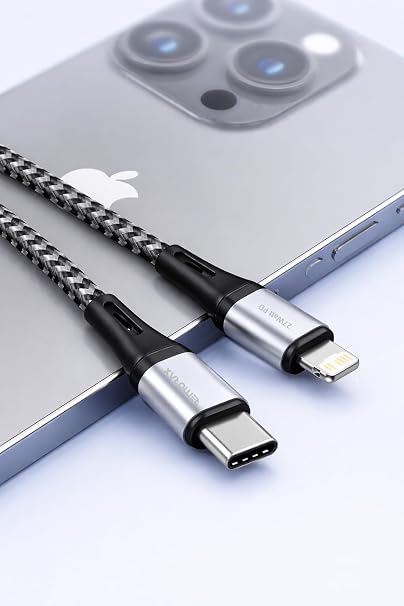 Type C-Lightning ÖRGÜLÜ Kablo, 27Watt PD Hızlı Şarj, GriSiyah, 1Metre, REMORAX Wahoo (1Ad x 1Metre GriSiyah)