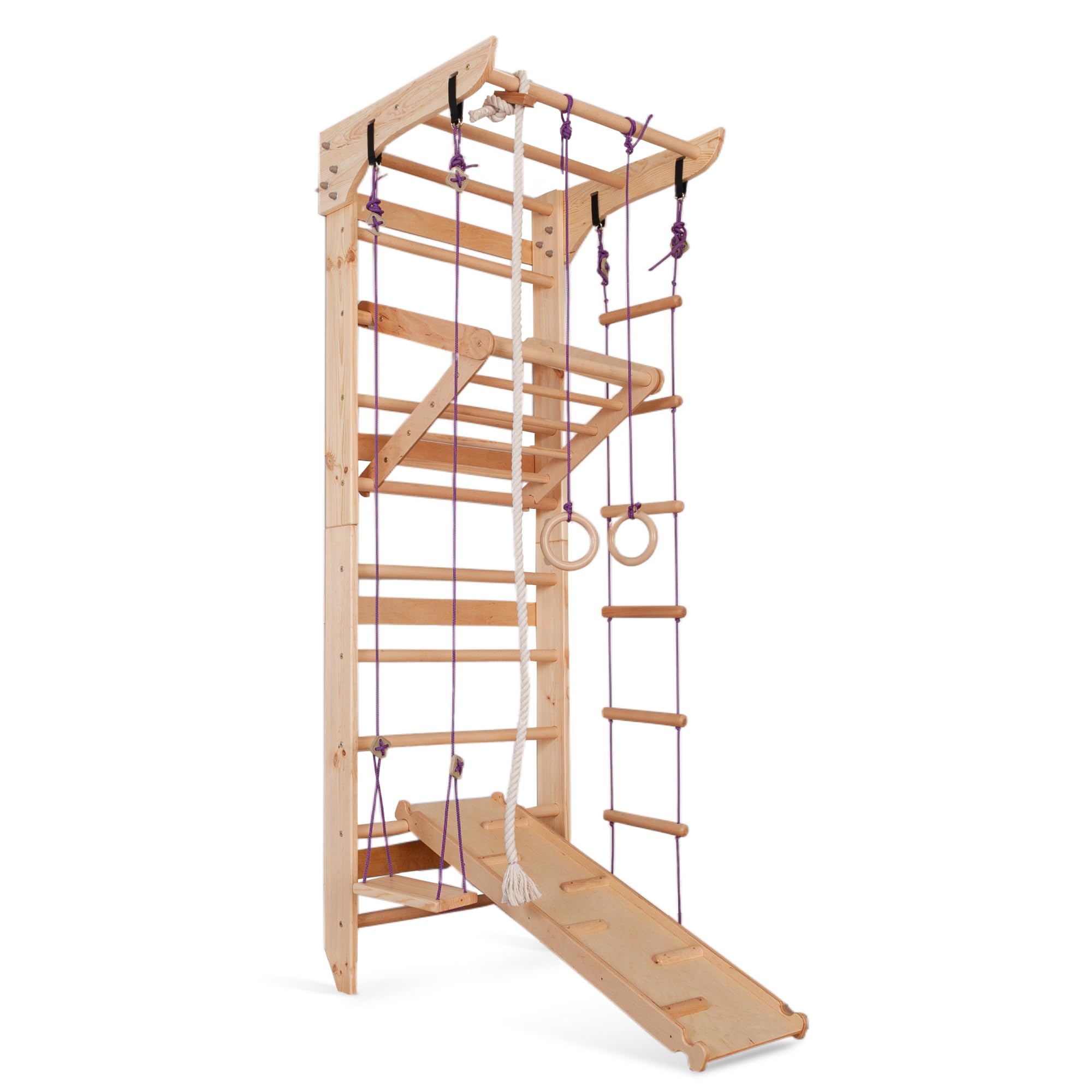 WEDANTA Wooden Swedish Ladder Wall Set – Kids Stall Bars for Exercise – Kids Swedish Gymnastic Wall Gym – Wood Stall Bar Gymnastics Playground – Best