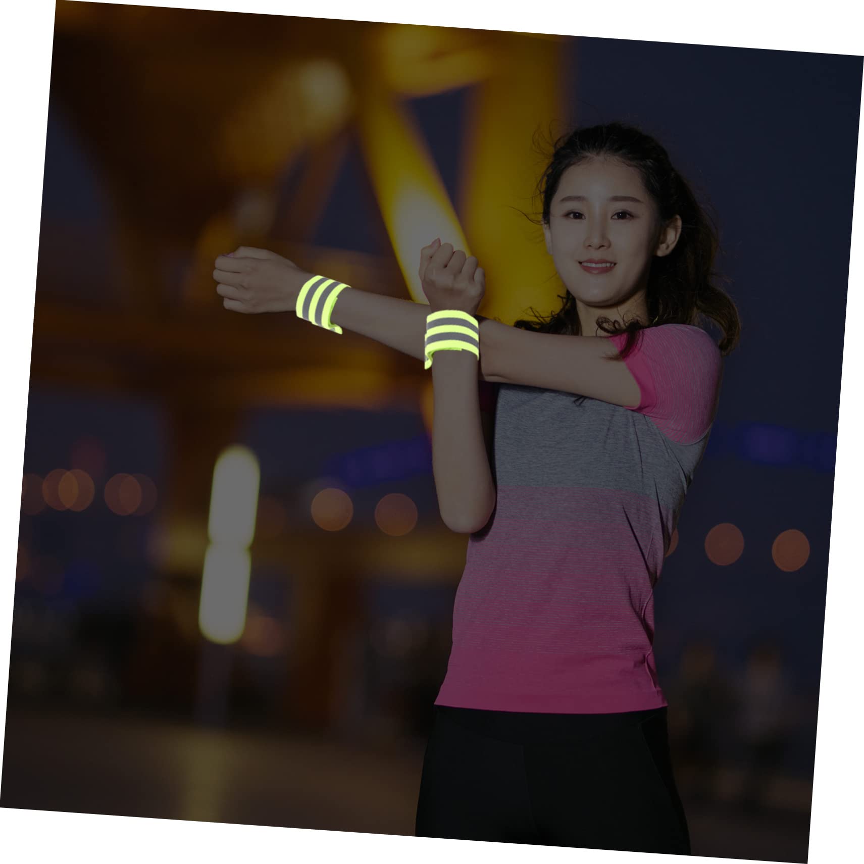 ULTECHNOVO 12pares Brazaletes Reflectantes De Alta Visibilidad para Correr Ciclismo De Verde Naranja Azul Rosa Equipamiento Seguro para Actividades Nocturnas