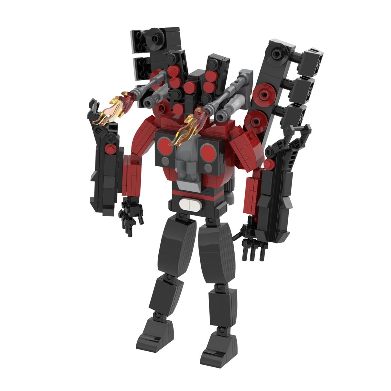 Skibid Toilet Building Block Toy Set,Titan Soundman Game Model Toy,Flame Revenge Soundman Building Block Figure,Fan Collectible,Children's Holiday Birthday Gift B