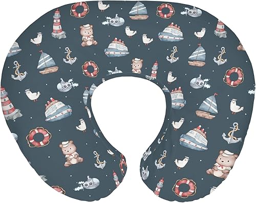Sailor Bear - Fundas de almohada de lactancia para bebé de acuarela para niños y niñas, osos, anclas, lanchas, barcos, funda de almohada para