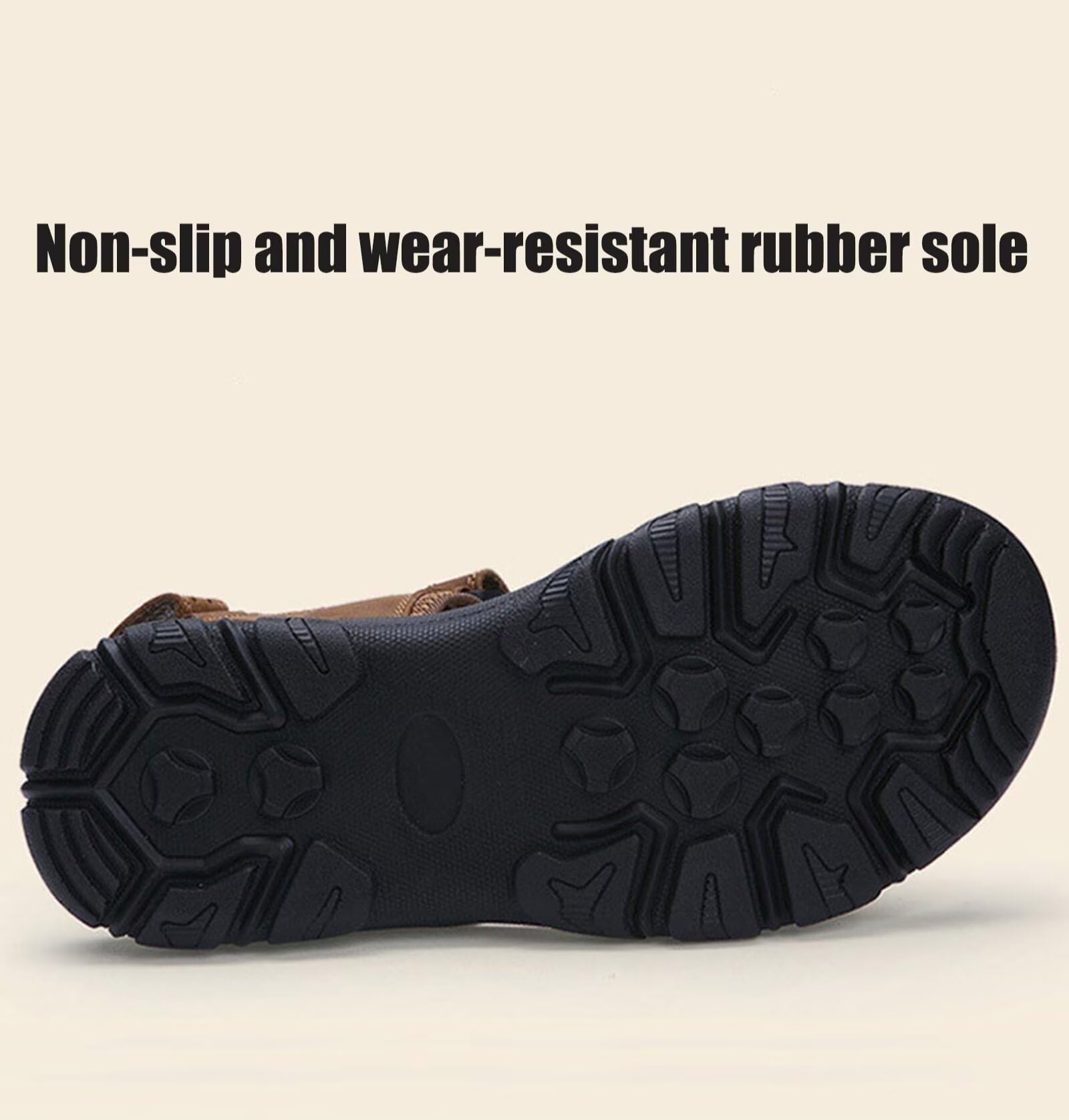 Rivccku Hombre Sandalias Cuero de Verano Hombres Sandalia de Playa Punta Cerrado Sandalias Deportivas Exterior Sandalias de Senderismo Zapatos Verano 38-50