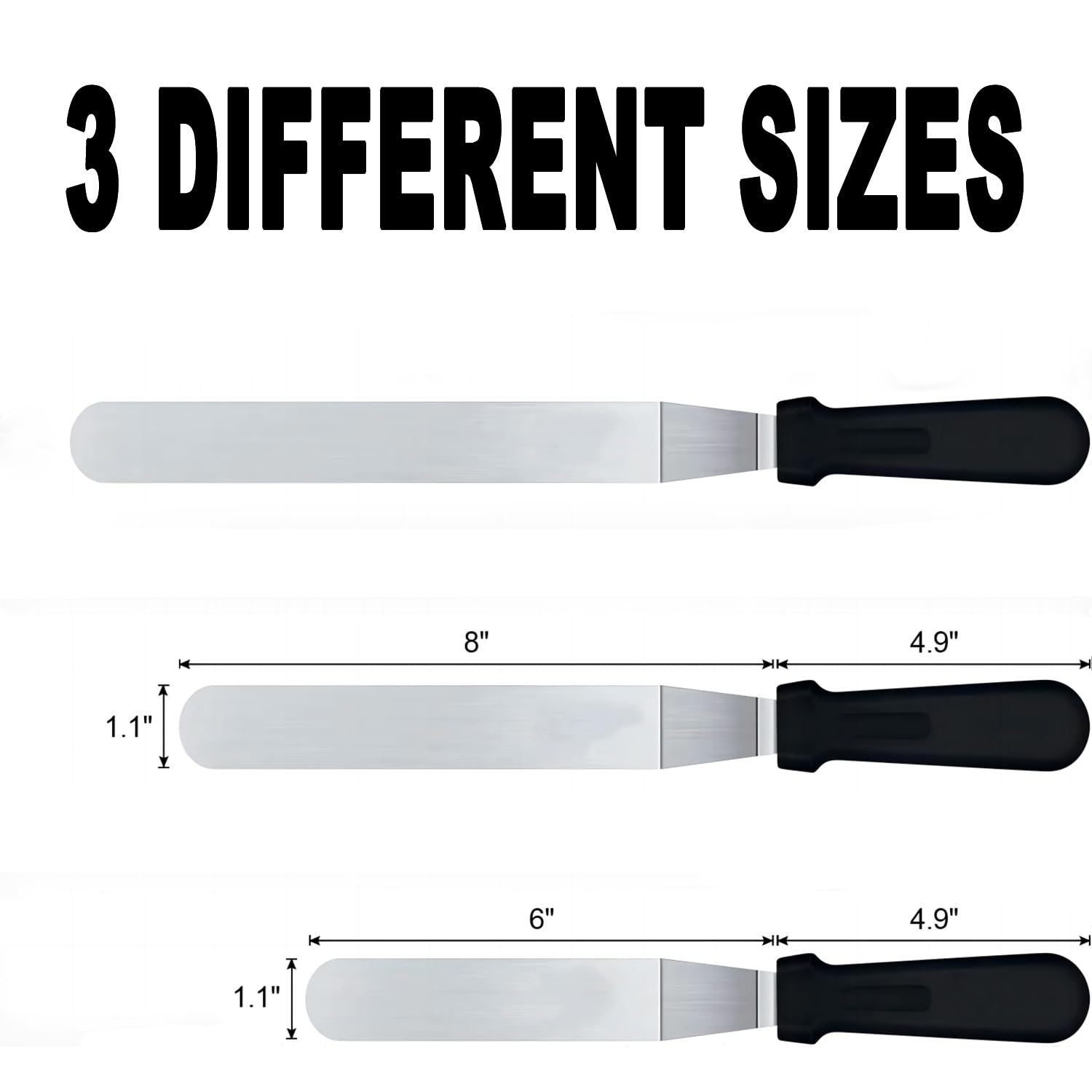 Espátula de glaseado en ángulo de 6 pulgadas + 8 pulgadas, espátula de acero inoxidable para tartas.